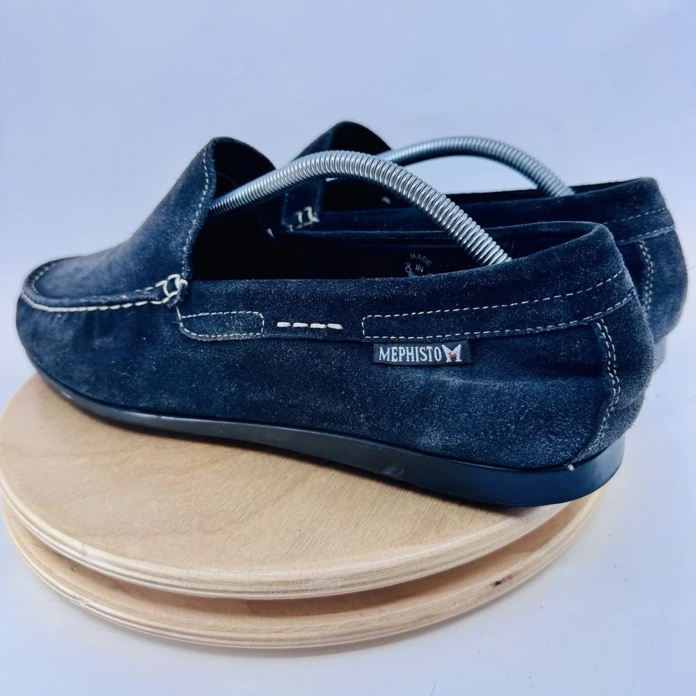 Mephisto Cool-Air Loafers Mens 9.5 Charcoal  Suede Moc Toe Comfort Driving Shoes